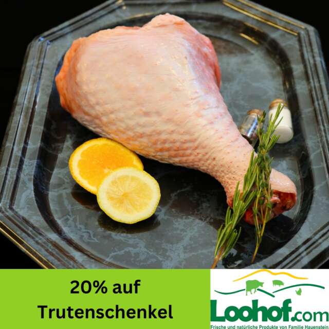 🔥 Aktion auf dem Loohof! 🔥
Ab sofort erhältst du 20% Rabatt auf unsere feinen Trutenschenkel – zart, aromatisch und perfekt für die Winterküche! 🦃✨

Ob langsam geschmort, im Ofen knusprig gebraten oder als Festtagsgericht – unsere Trutenschenkel stammen direkt von unserem Hof und überzeugen durch natürliche Qualität & besten Geschmack. 🌿🥩

📅 Aktion gültig bis 14.12.2025
👉 Jetzt zugreifen und regional geniessen!

Hast du ein Lieblingsrezept mit Trutenschenkel? Teile es mit uns in den Kommentaren! 👇💚

#Loohof #Aktion #Trutenschenkel #SchweizerGeflügel #DirektvomBauern #Weidehaltung #RegionalGeniessen #Bauernhofprodukte #Winterküche #Nachhaltigkeit #Schweizerfleisch