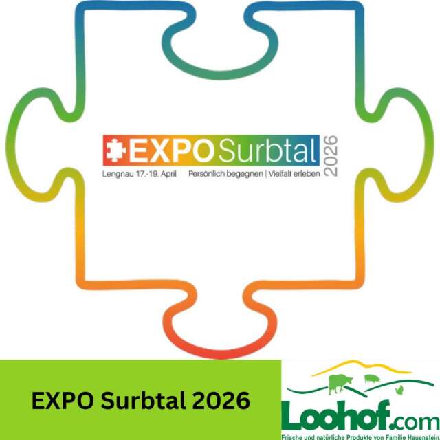 🎉🌾 EXPO Surbtal 2026 🌾🎉

Wir sind dabei! Vom 17. bis 19. April 2026 findet ihr uns an der Expo Surbtal in der Schulanlage Rietwise in Lengnau. 💚

Kommt vorbei, besucht unseren Stand und entdeckt unsere regionalen Spezialitäten – wir freuen uns auf spannende Begegnungen und tolle Gespräche!

🕒 Öffnungszeiten:
Freitag: 16:00 – 22:00 Uhr
Samstag: 10:00 – 22:00 Uhr
Sonntag: 10:00 – 17:00 Uhr

👉 Vorbeikommen, entdecken & geniessen!

❓Wer schaut bei uns vorbei? 😊

#Loohof #ExpoSurbtal #Lengnau #RegionalGeniessen #DirektvomHof #Event2026 #WirSindDabei #Aargau